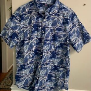 Vineyard Vines Navy Palm Print Men's Shirt Slim Fit Murray